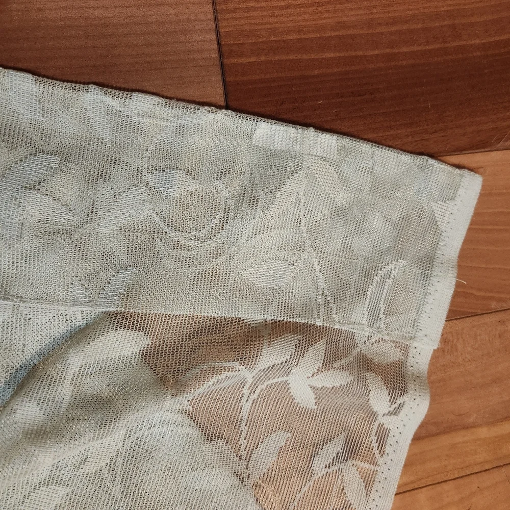 Vintage White Lace Curtain Panel Floral Sheer 57” x 34” Cottage Core. Set Of 3